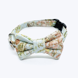 猫 犬 首輪 リバティプリント × Wild Flowers リボン ライトブルー 花柄 プレゼントにおすすめ 2枚目の画像