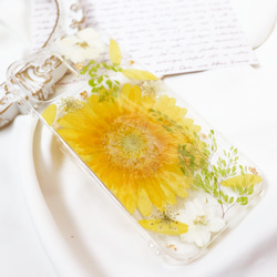 ガーベラiPhoneケース ガーベラスマホケース 押し花ケース 押し花スマホケース 押し花iPhoneケース 3枚目の画像