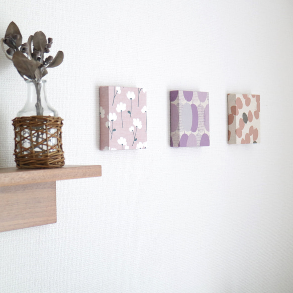 3 件套 12 x 12cm 小布料面板 [粉色和紫色] kakushikukka 復古水果蝴蝶 第1張的照片