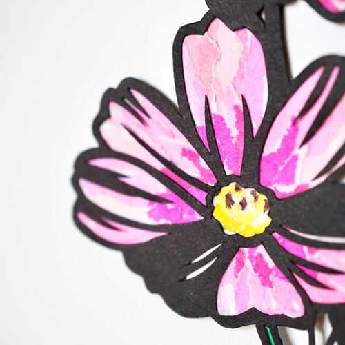 ちぎり絵×切り絵】原画アート 『cos-mos（コスモス）』 絵画 紙の