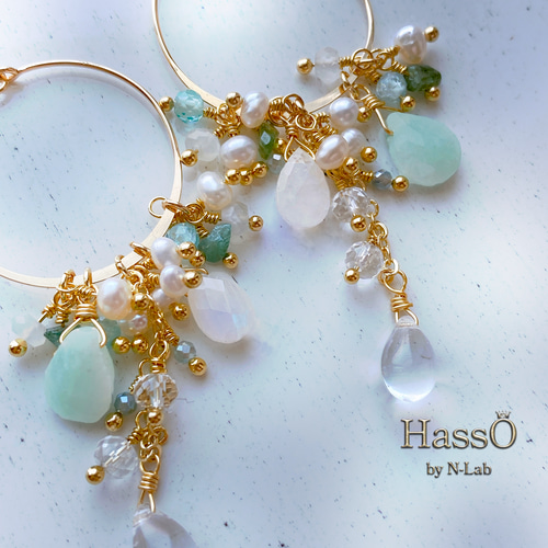 天然石 14kgf* アマゾナイト 着せ替えフープ ピアス イヤリング ピアス