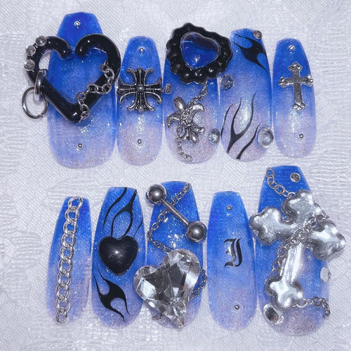 サイズオーダー】ネイルチップ 個性派ネイル ストリートネイル 地雷  