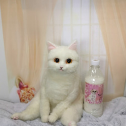 ☆羊毛フェルト白マンチカン☆ 猫 ハンドメイド ねこ ネコ フェルト猫