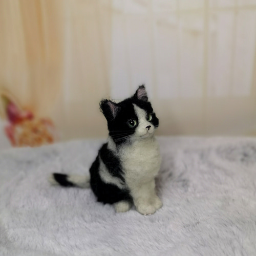 ☆羊毛フェルト白黒ねこ親子☆ 猫 ハンドメイド ねこ ネコ