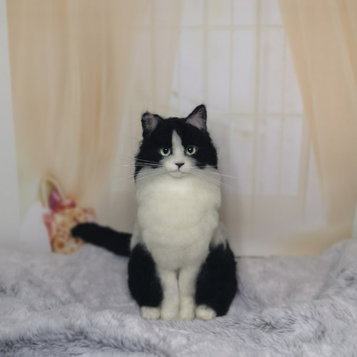 ☆羊毛フェルト白黒ねこ親子☆ 猫 ハンドメイド ねこ ネコ フェルト猫