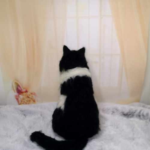 白黒ねこ 羊毛フェルト ☆羊毛フェルト白黒ねこ親子☆ 猫 ハンドメイド ねこ ネコ