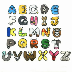 可愛い動物アルファベット刺繍アイロンワッペン 2枚目の画像