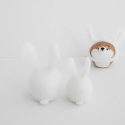【訂做】2023生肖（U）麻友兔親子（白、棕、灰）羊毛氈 第4張的照片