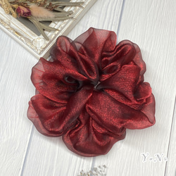 ☆*。定番色♡ オーガンジー シュシュ M(黒×紺)☆*。 シュシュ YuNa