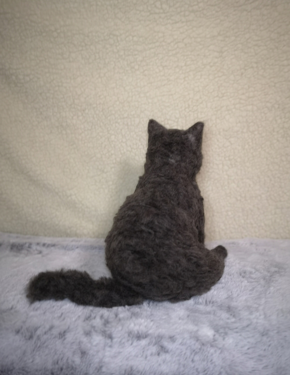 ☆羊毛フェルトグレーマンチカン☆　猫　ハンドメイド　ねこ　ネコ　フェルト猫　虹の橋　羊毛フェルト猫　オーダーメイド 7枚目の画像