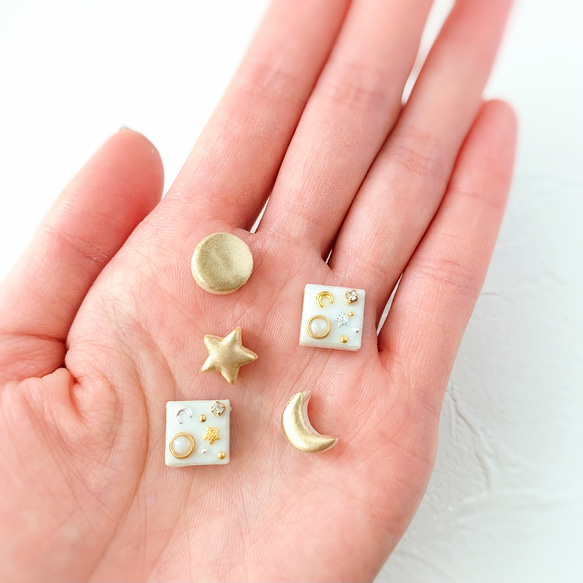 星 月 ⭐️ ピアス 秋 イヤリング  十五夜 【送料無料】 3枚目の画像