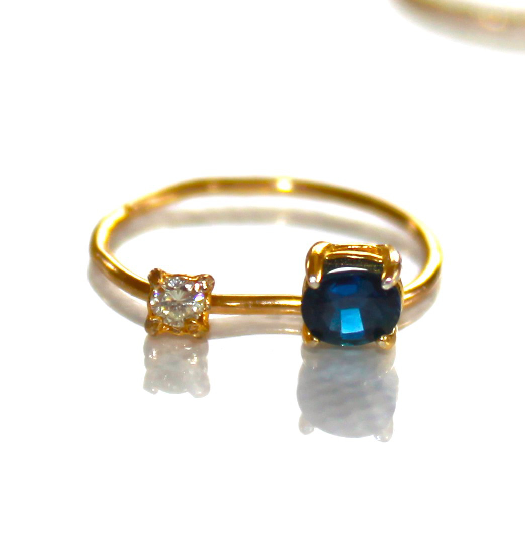 - beautifull precious - k18 Diamond & Sapphire Ring - beautifull precious - k18 Diamond & Sapphire Ring