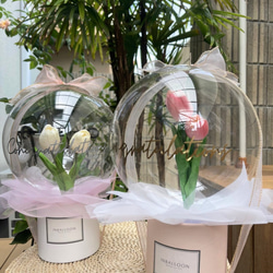 【Tulip box】White/Pink  Flower in Balloon 3枚目の画像