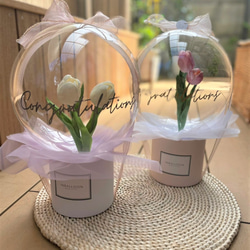 【Tulip box】White/Pink  Flower in Balloon 1枚目の画像