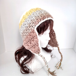 22大人のボンネット ニット帽 ピンク系ミックス ニット帽・ビーニー