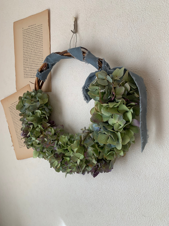 秋色紫陽花のシンプルハーフリース リース 葉つみ 通販 14561318