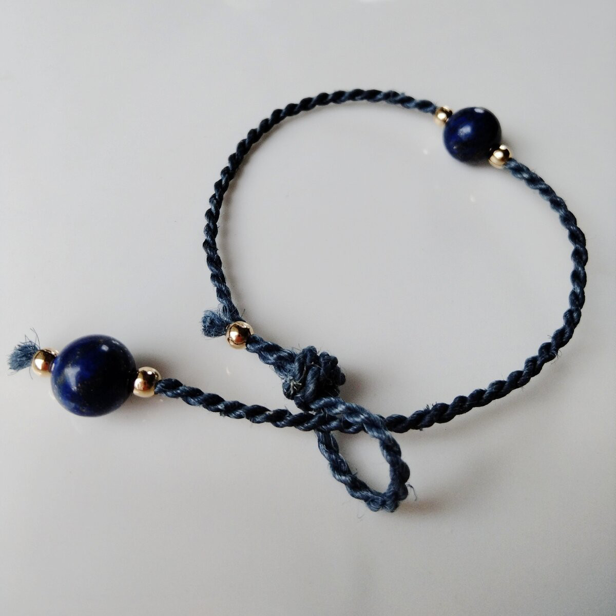 約20cm クローバー型 ラピスラズリ　ネイビー ゴールドブレスレット