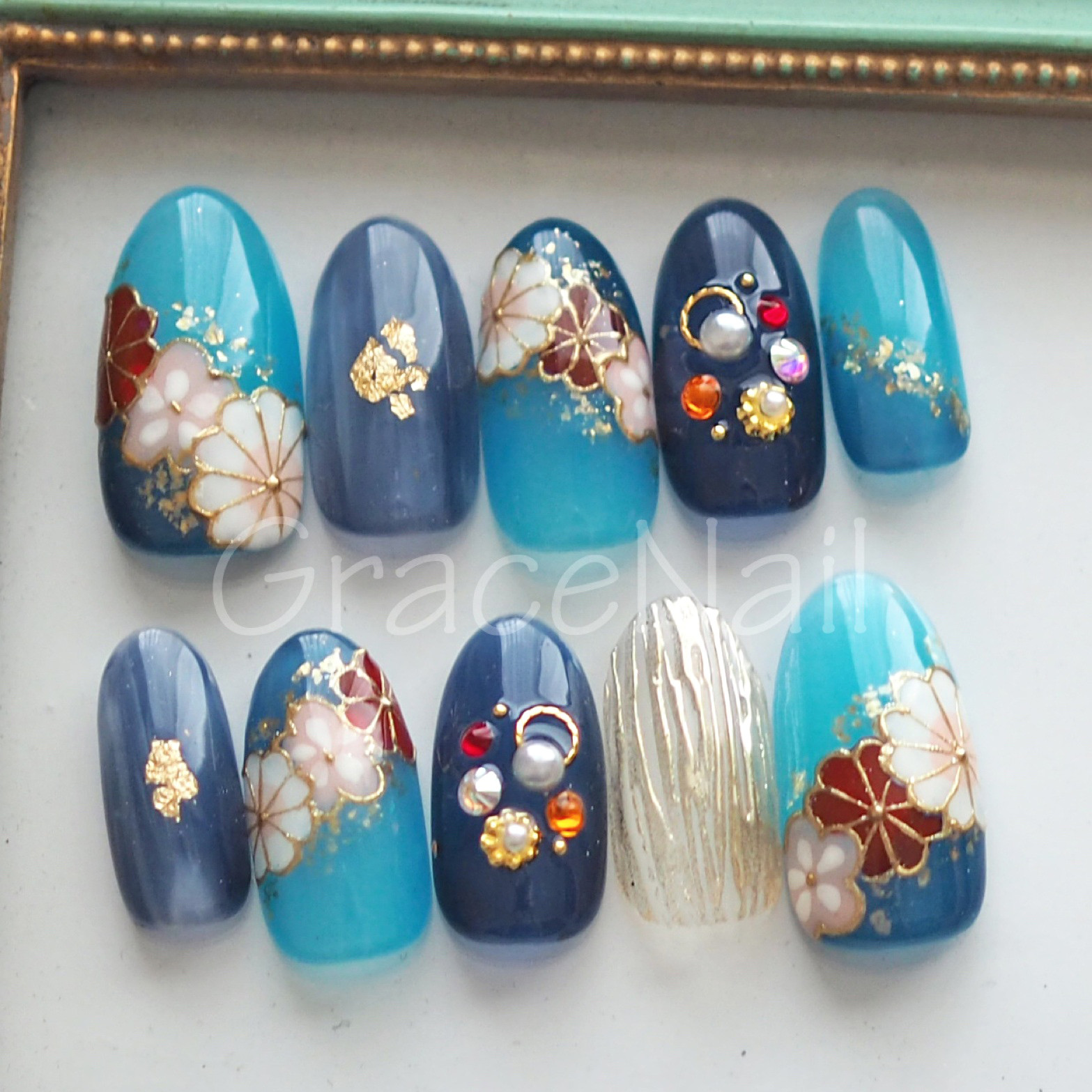 【サイズオーダー】成人式・卒業式・着物 和柄ネイルチップ41