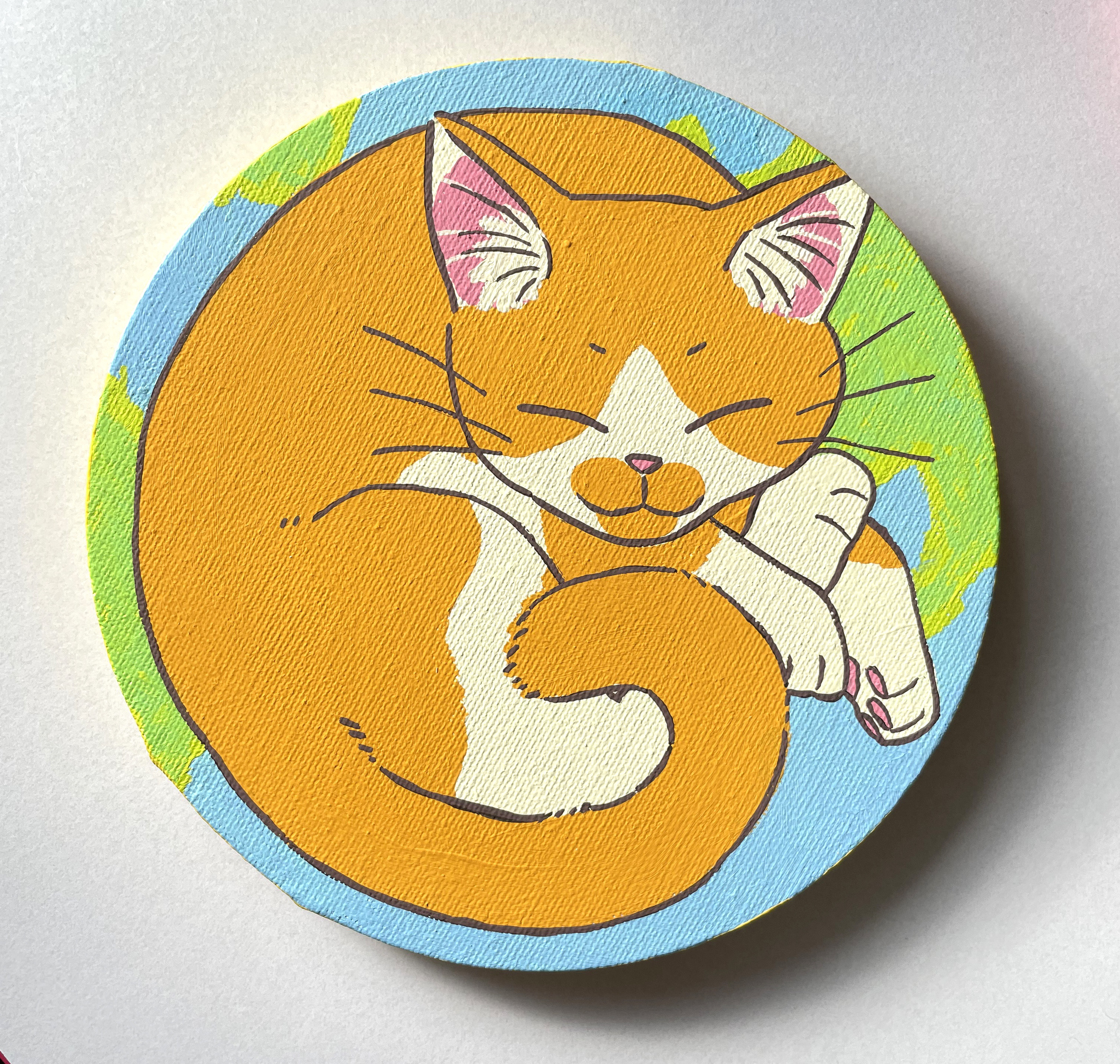 まるまるネコ　油絵 まるまるネコ　油絵