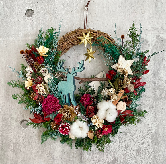 Christmas reindeer wreath 1枚目の画像