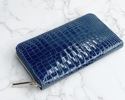 いぐページ　クロコダイル財布 日本製 ベビークロコダイル2匹取り ロングウォレット 長財布