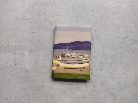 絵本なブックカバー『諏訪湖のヨットハーバー』 3枚目の画像