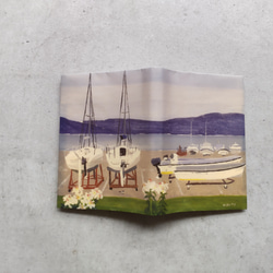絵本なブックカバー『諏訪湖のヨットハーバー』 1枚目の画像