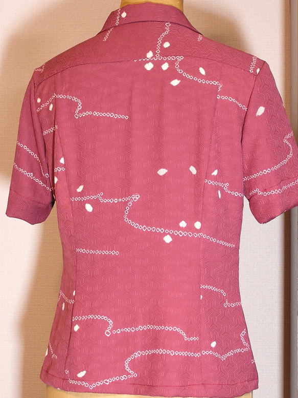 【送料無料】着物リメイク　正絹　レディース　アロハシャツ　9号サイズ 3枚目の画像