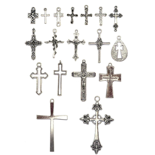 クロスチャーム 十字架 18個 シルバー アクセサリーパーツ