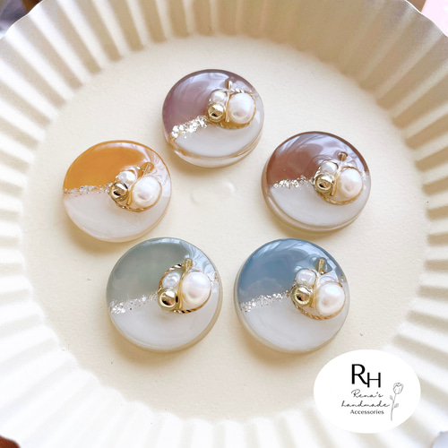 ポニーフックorヘアゴム♡レジン♡淡水パール♡クリックポスト♡ヘア