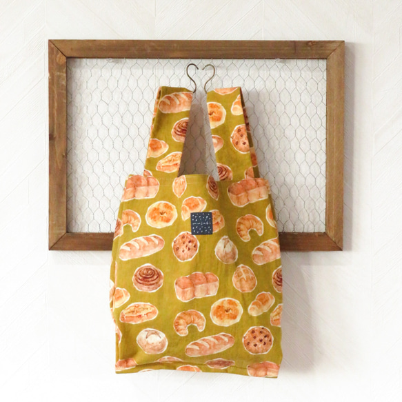 コンビニパン コンビニ・パン屋さんサイズのたためるエコバッグ 【Breads! /マスタード】 エコバッグ・サブバッグ mujaki 通販｜Creema(クリーマ)  14562100