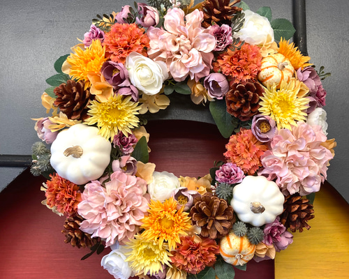 LLサイズ【ハロウィン・サンクスギビング】お花たっぷりのハロウィン