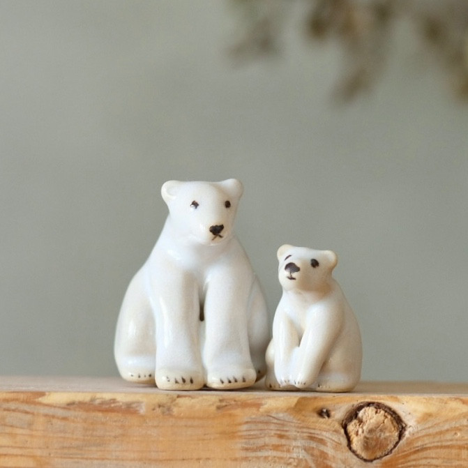 希少 ノリタケ 白熊の親子の置物