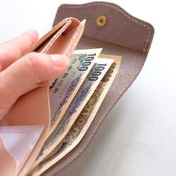 plain wallet (darkgray,brown)/オイルレザーとヌメ革のシンプルなお財布 11枚目の画像