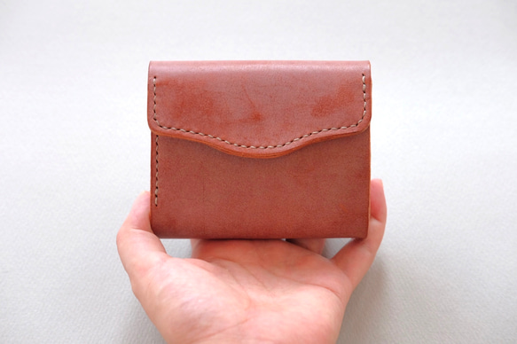 plain wallet (darkgray,brown)/オイルレザーとヌメ革のシンプルなお財布 5枚目の画像
