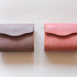 plain wallet (darkgray,brown)/オイルレザーとヌメ革のシンプルなお財布 2枚目の画像