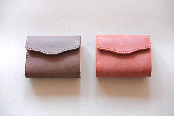 plain wallet (darkgray,brown)/オイルレザーとヌメ革のシンプルなお財布 2枚目の画像