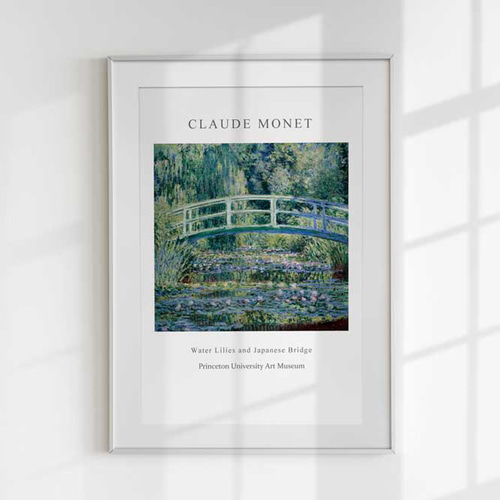 クロード モネ、睡蓮と日本の橋、風景画、名画、ポスター、シンプル