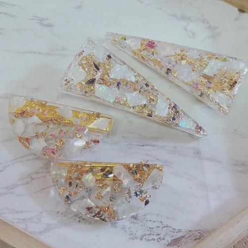 レジン ヘアクリップ2つset】pink ヘアクリップ・バナナクリップ Blue 