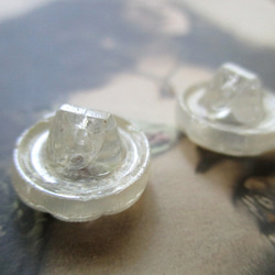 *♥*Vintage Czech Glass Button Flower Pearly White 2pcs*♥* 5枚目の画像