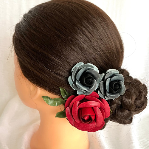レザーで作った”薔薇の髪飾り”MK-012 ヘッドドレス