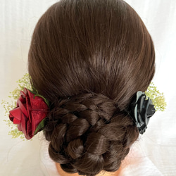 レザーで作った”薔薇の髪飾り”MK-012 5枚目の画像