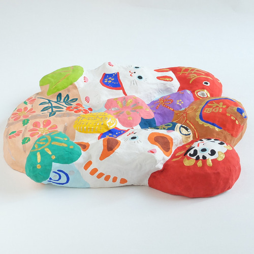 張り子 宝船-福卯と縁起物盛りだくさん-壁飾り(福) その他置物