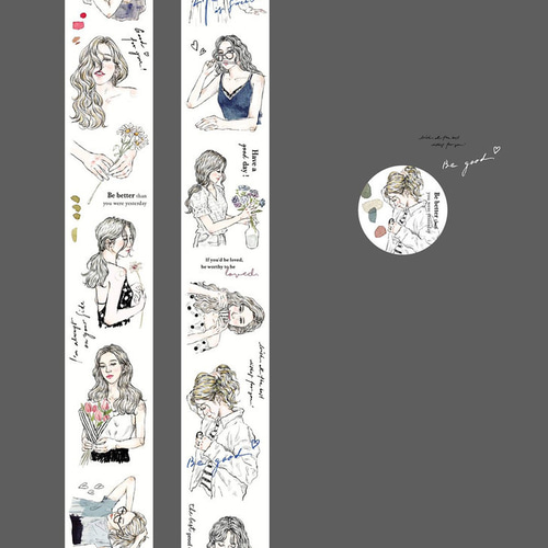 切り売り】Pion マスキングテープ 《Sketch Girl》 [PI019] マスキング
