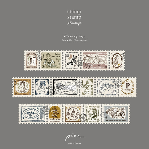 切り売り】Pion マスキングテープ 《Stamp》 [PI021] マスキングテープ