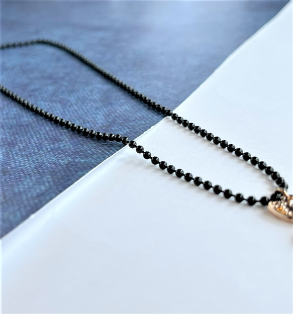 妖精チャーム × ブラック ボールチェーン ネックレス ステンレス プレゼント オシャレ 合金 （チェーン1本価格） 3枚目の画像