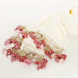 [Made to order] OYA Pashmina shawl [Flower of Wind] White 第6張的照片