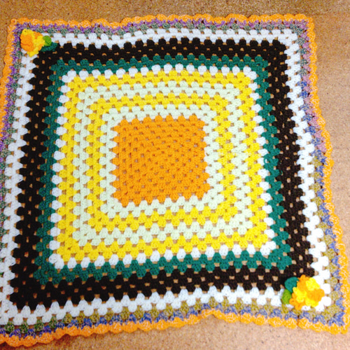 グラニーブランケット キンモクセイ 金木犀 手編み アクリル毛糸