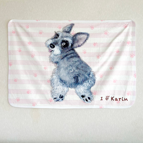 シュナウザー】お名前入りブランケット（ひざ掛け）ラッピング対応