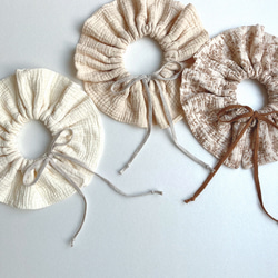 ruffled collar ribbon bib 】ビブ スタイ フリルスタイ つけ襟 ガーゼ